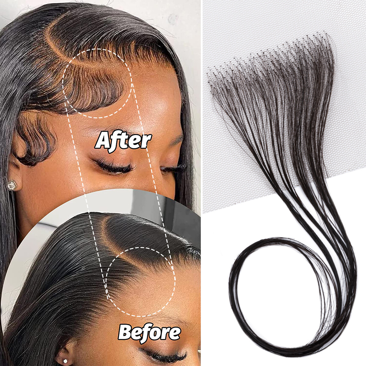 Natural Virgin 100% Real Human Hair Baby Hair Swiss Laced Hairline Edges Stripes