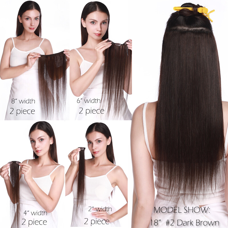 US Extra Thick Remy 100% Human Hair Extensions Clip In Full Head Double Weft 18″