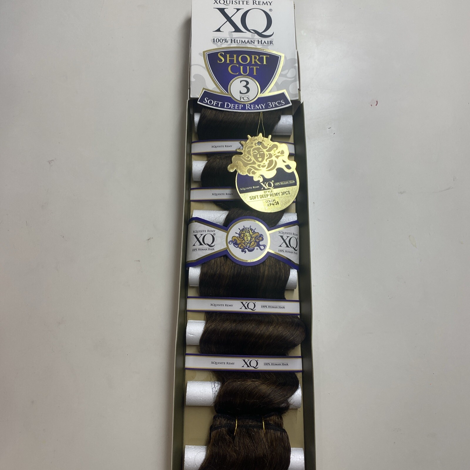 XQUISITE REMY SHORT_CUT_3PCS_8 inch_SOFT_DEEP_#NP4/30_100% HUMAN HAIR WEAVE