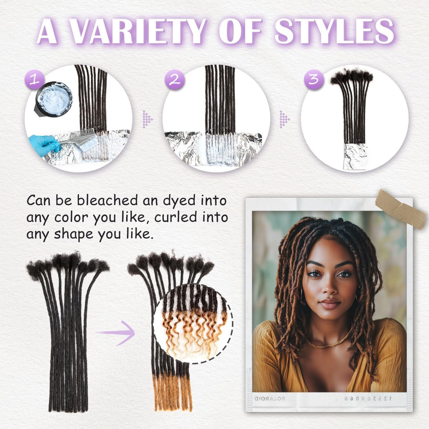 Jiajia Teresa Dreadlock Extensions Real Human Hair 10 Inch 0.2Cm Width Loc