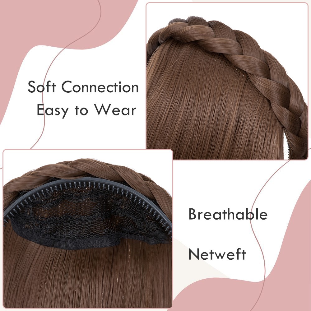 Thick Topper with Fringe Bangs 100% as Human Hair Extensions Clip In Hairpiece