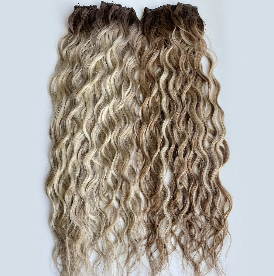 Genius Weft Curly Wavy Hair Extensions 100% Remy Human Hair Extensions 100g