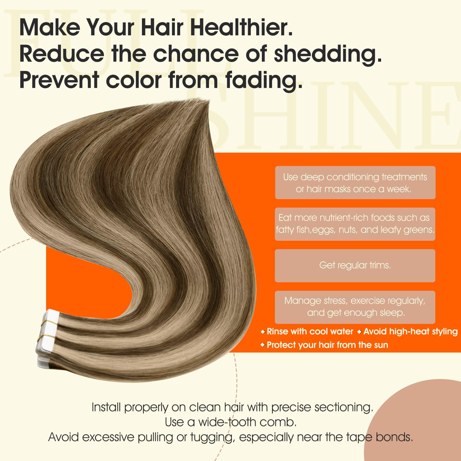 18″ Tape-In Hair Extensions Color 4P27 Medium Brown & Honey Blonde 20Pcs