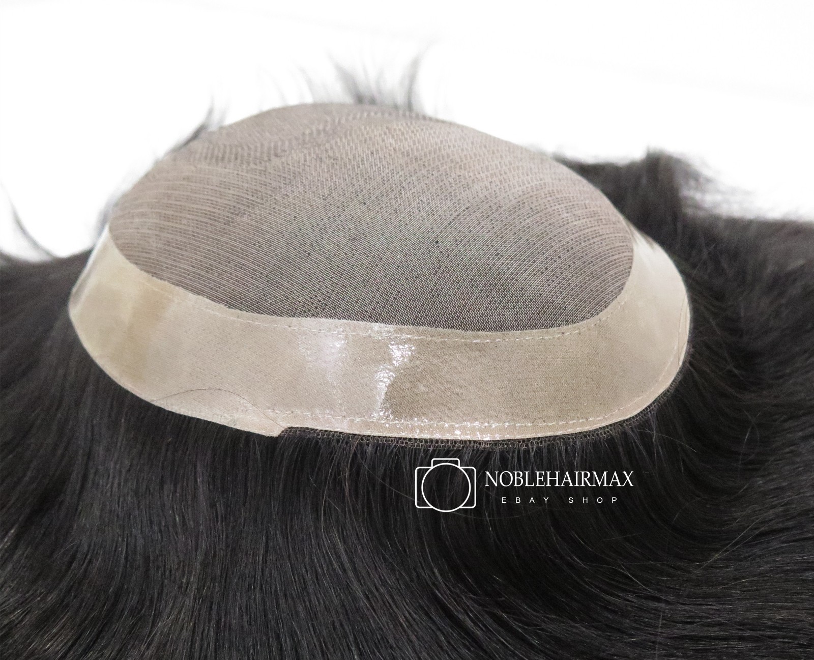 Mens Toupee Fine Mono Hairpiece Hair Replacement System Human Remy Real Hair #1B