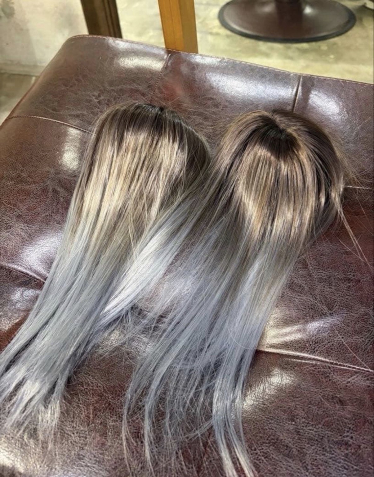 Ash White Silver Ombre Bob Wig with Highlights | Sheer Bangs | Clip-on | Cherie