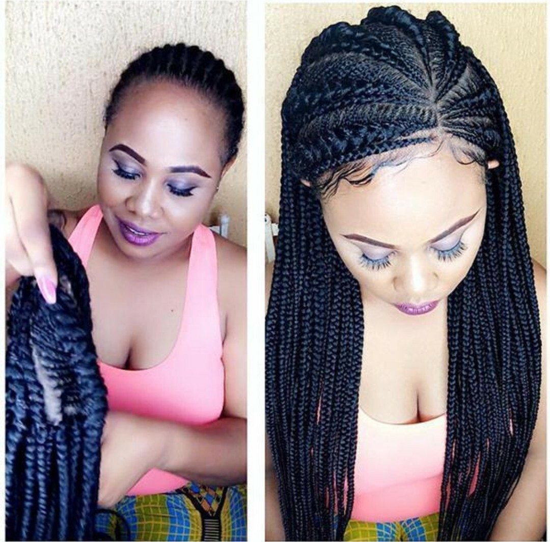Braided wig:Handmade ponytail Braids Cornrows wigs,PRE-ORDER ONLY.2-3WEEKS.USA