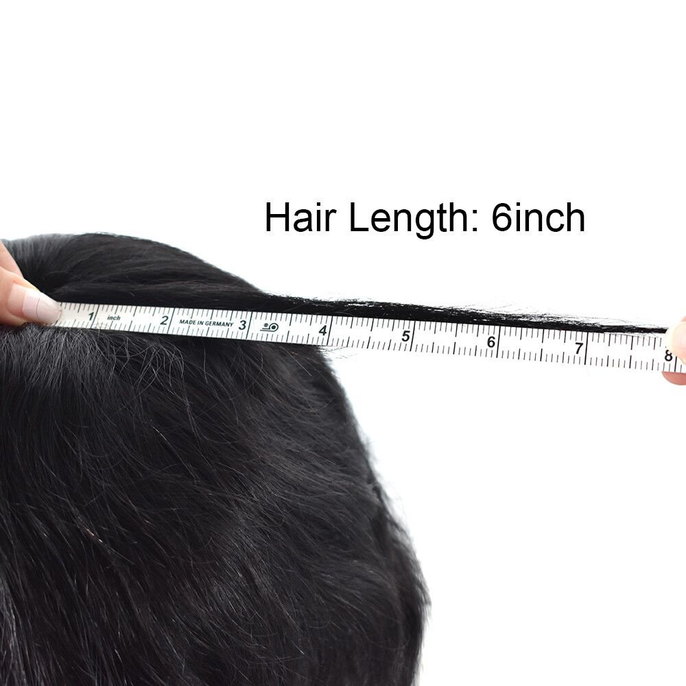 Full PU Mens Toupee for Men Human Hair Replacement System Skin Poly Hair Piece