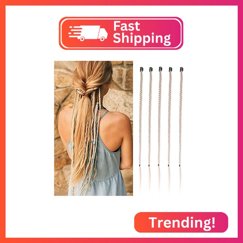 Braid Hair Extensions, 5 PCS Baby Braids Front Side Bangs Clip in Hair Extension