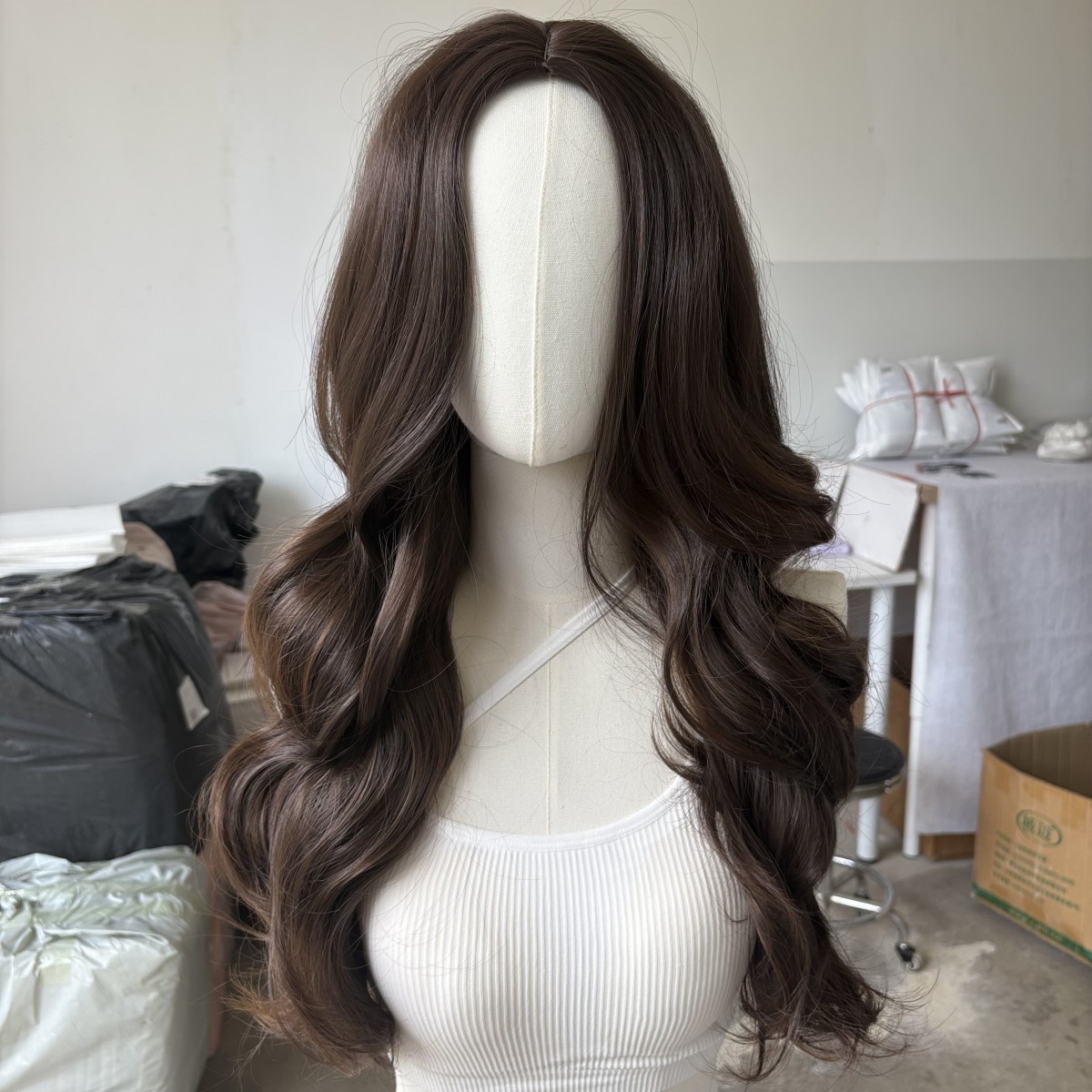 Cosplay Party Wig Mixed Brown Synthetic Hair Heat Resistant Long Wavy Soft Women