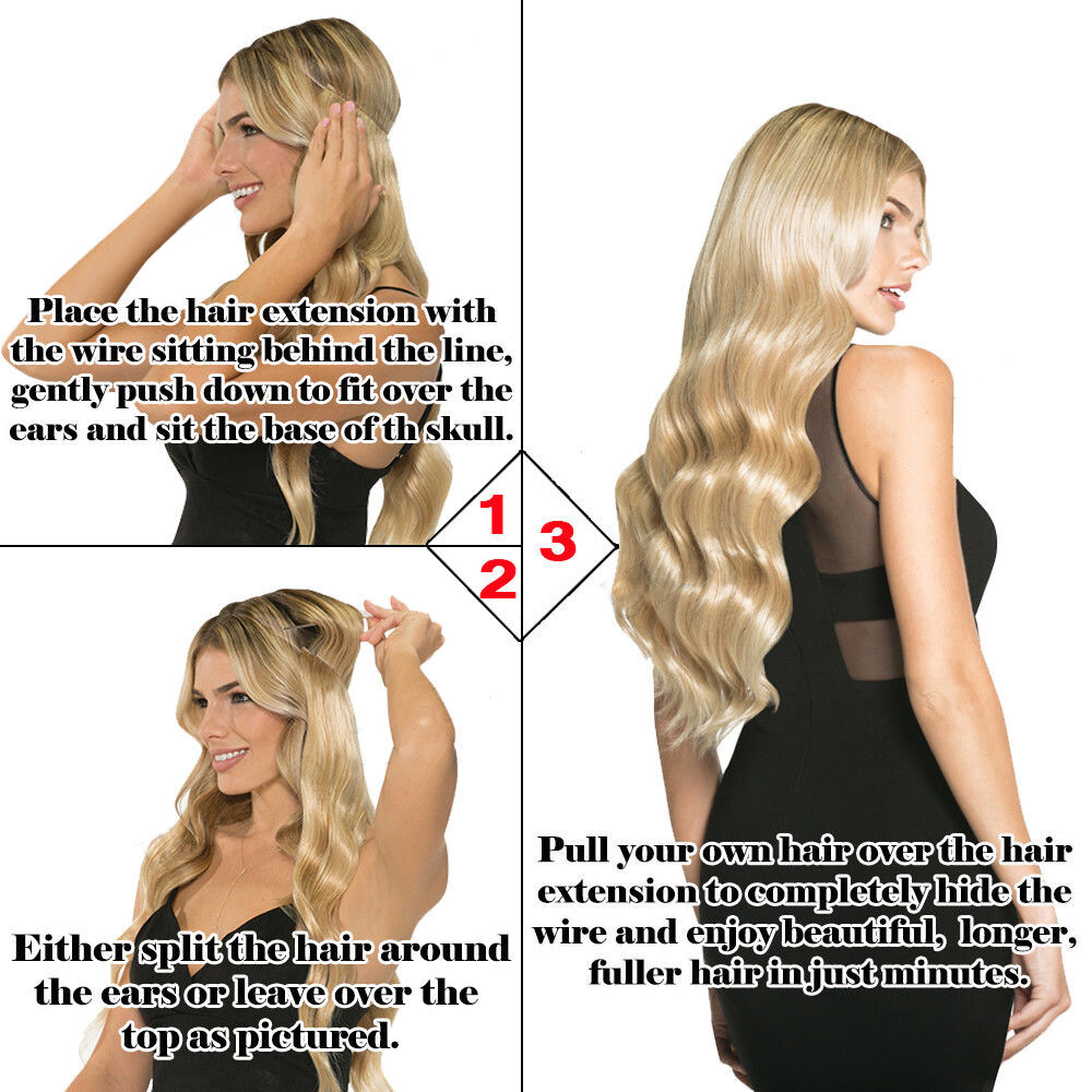 Thick Curly Wavy 100% Human Remy Halos Secret Invisible Wire Hair Extensions