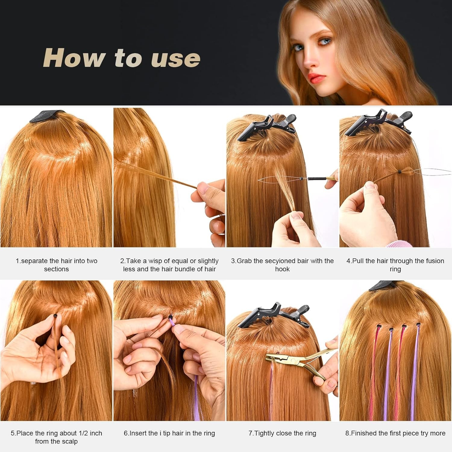 Essential Gold Tool Kit for Hair Extensions: Beading Pliers & Clips Included