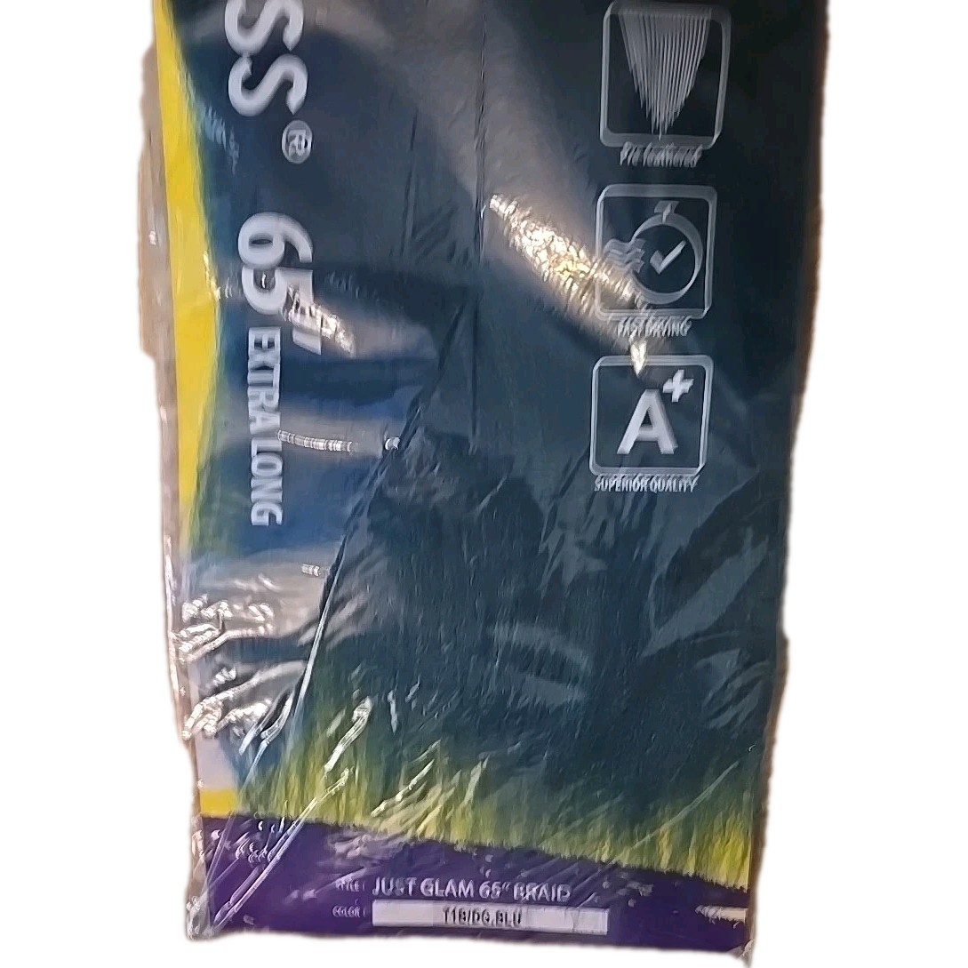 BOBBI BOSS JUST GLAM 65″ BRAIDING HAIR SUPER LONG BRAID T1B/DG BLUE- NEW 3-PACK