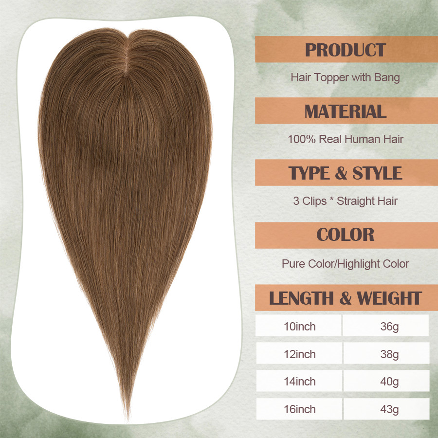100% Real Human Hair Toppers Toupee Hairpieces Fluffy Breathable Invisible Base