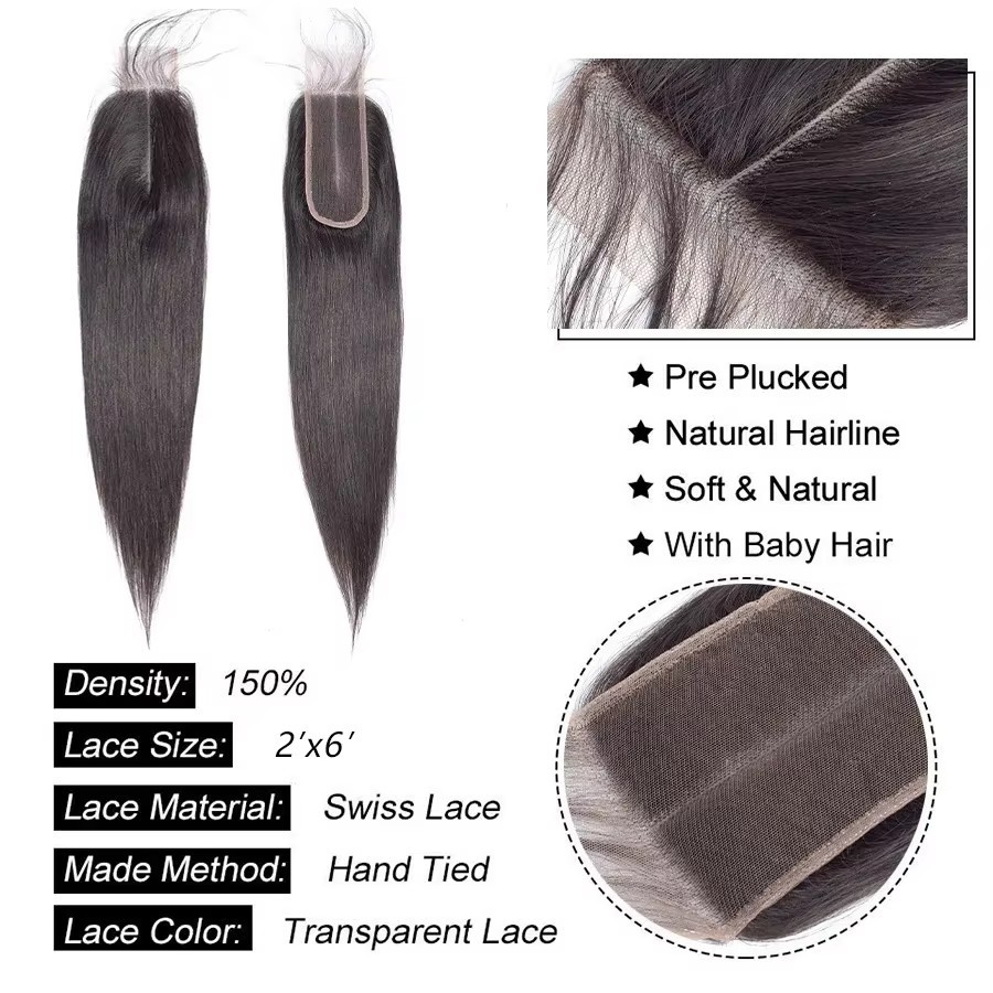 Straight 13×4 Transparent Lace Closure 4×4 Human Hair Natural Hairline For Wig