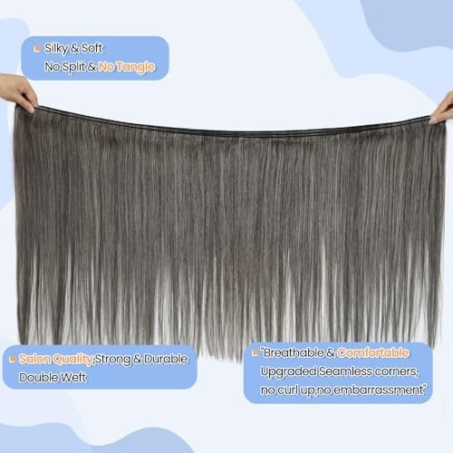Weft Hair Extensions 18 Inch Straight Real Remy Human Hair Salt and Pepper Sew