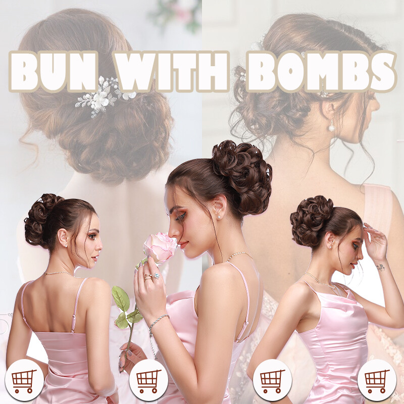 Thick As Human Messy Bun Clip Hair Extensions Curly Scrunchie Updo Chignon Combs