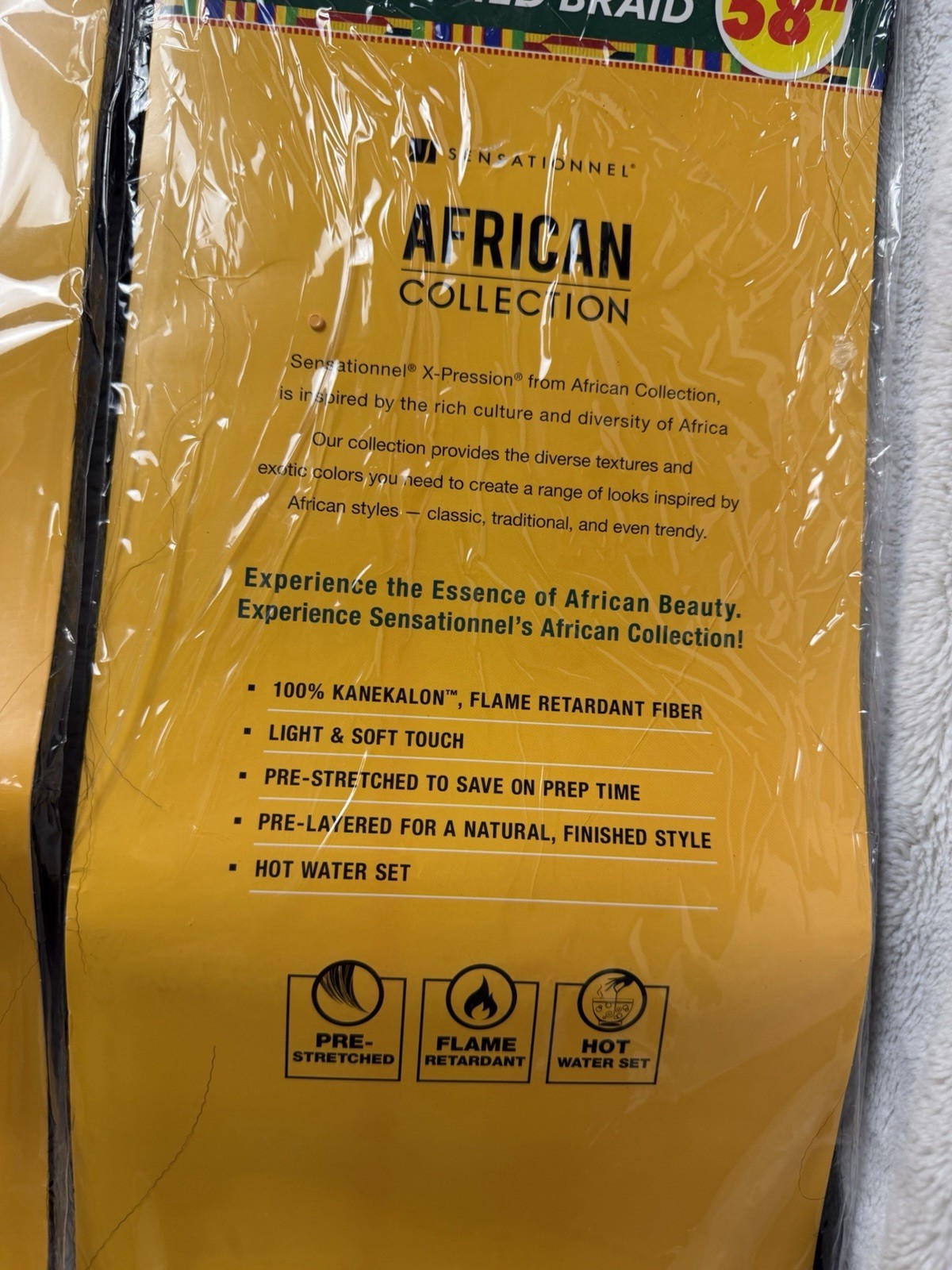 2 pk Sensational 3X X-pression Pre-stretched Braid 58″ 1B 100% Kanekalon