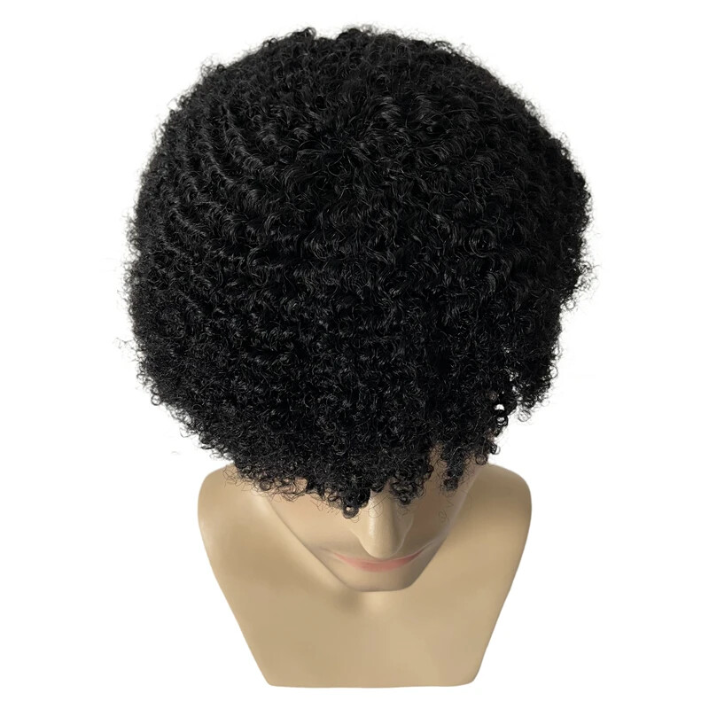 Virgin Human Hair Toupee #1b Black 6mm Wave 8×10 Mono Lace for Black Men