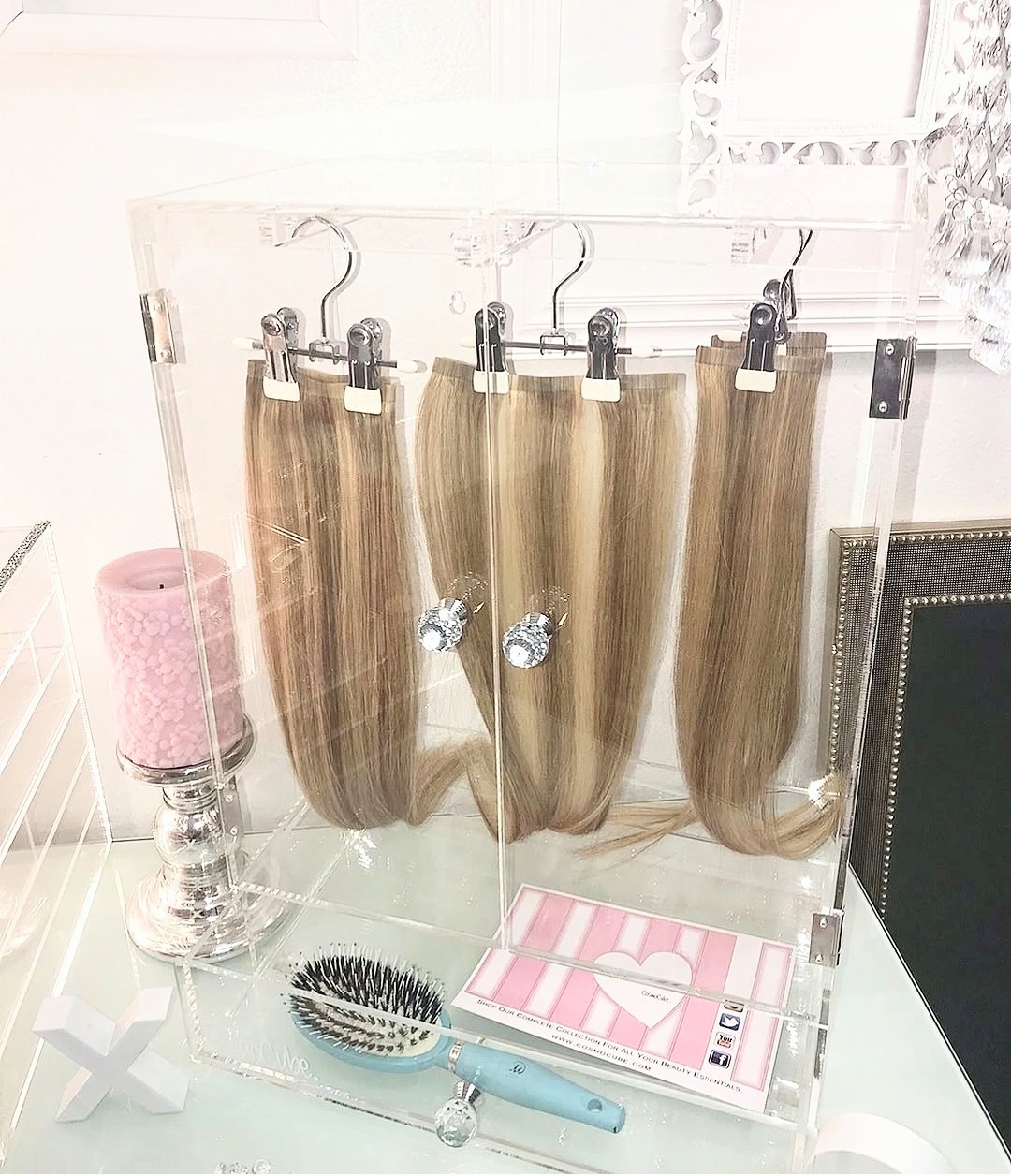 Clear Acrylic CosmoCube Locx Hair Extension Storage and Styling Station