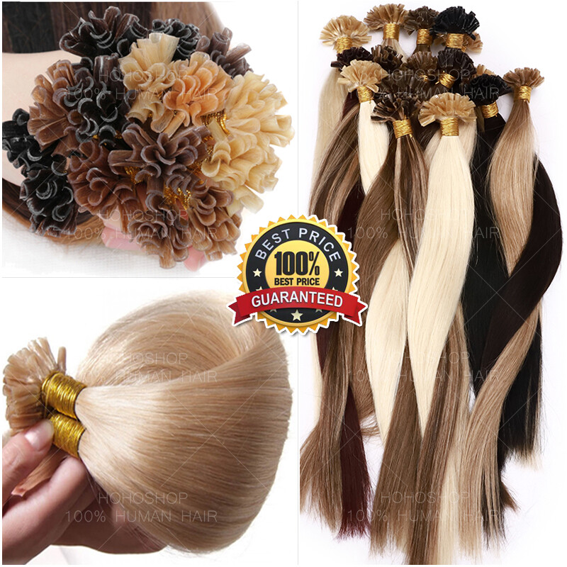 Russian THICK Pre Bonded U-Tip Nail 100% Human Remy Hair Extensions Glue Keratin
