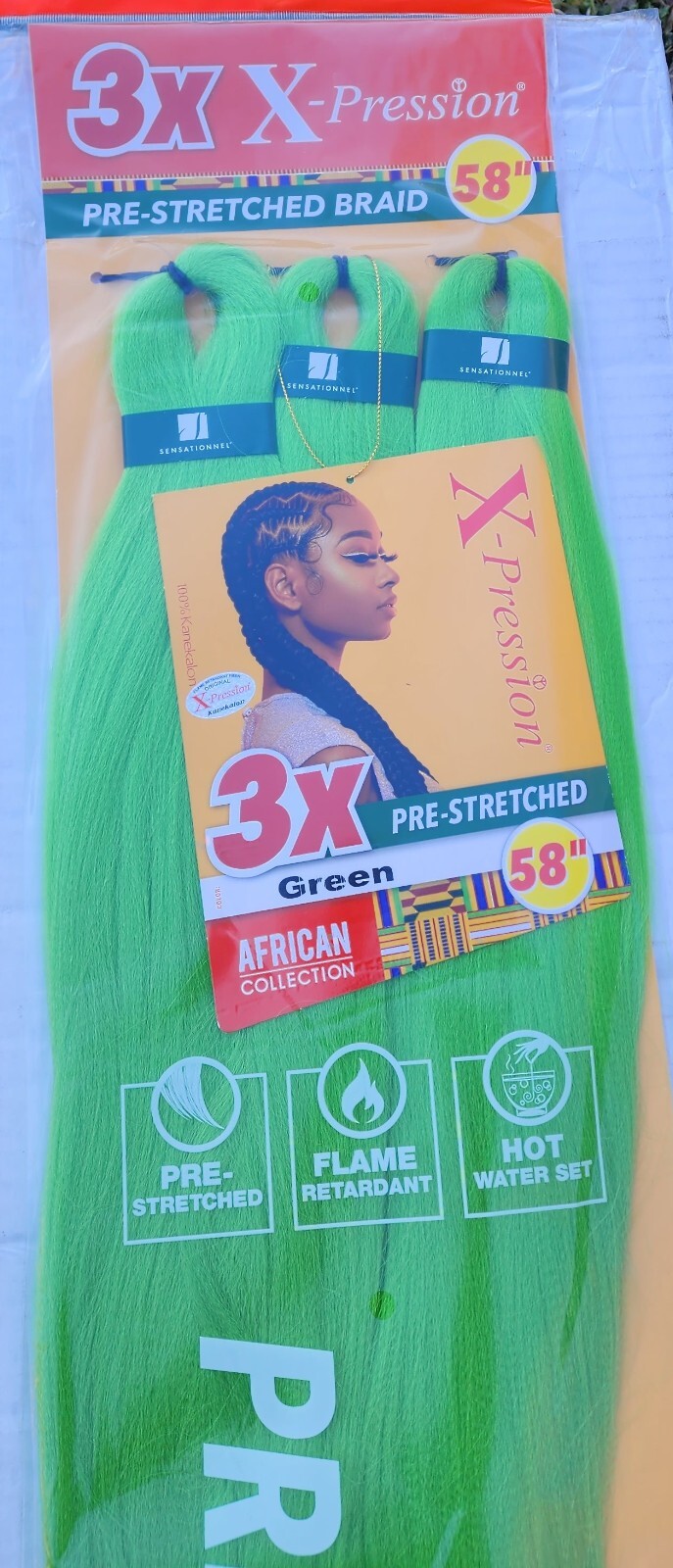 X-pression Xpression Expression 100% Kanekalon 3X Braiding Hair Pre-Stretched 58