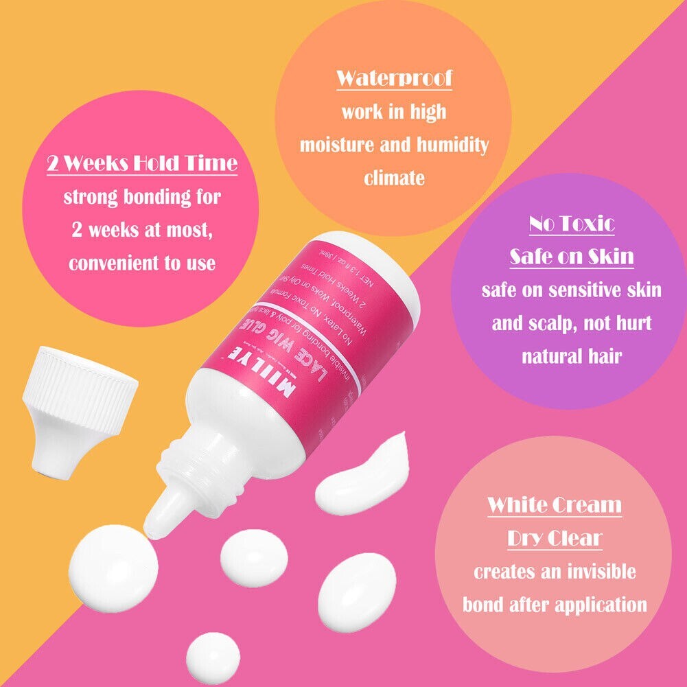 Wig Adhesive Glue, Invisible Waterproof Hair Replacement Bonding Glue, 1.3oz NEW