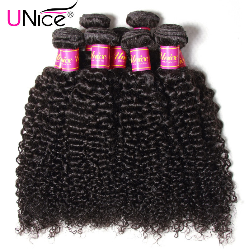 UNice Hair Brazilian Curly 3 Bundles Human Hair Extensions Virgin Hair Weaves US