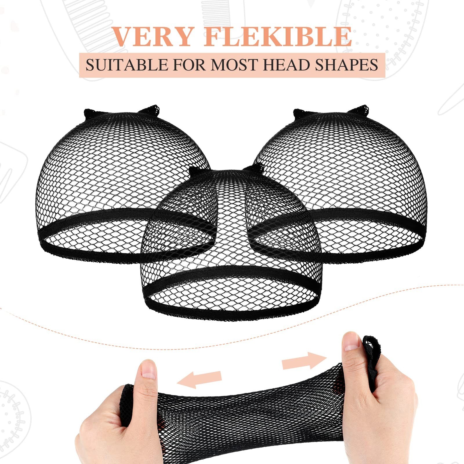 100 Pcs Mesh Wig Caps – Closed End Hair Net Liner for Kids, Women, Men, Cosplay