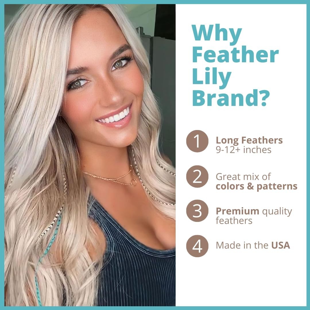 DIY Hair Feathers Extensions Kit – Turquoise & Brown