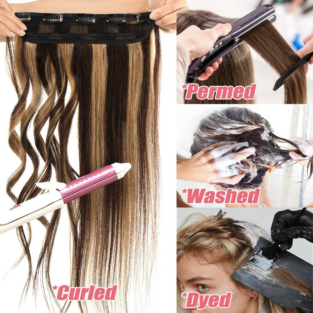 Thick 100% Real Remy Human Hair Extensions One Piece Clip In 3/4 Full Head Weft