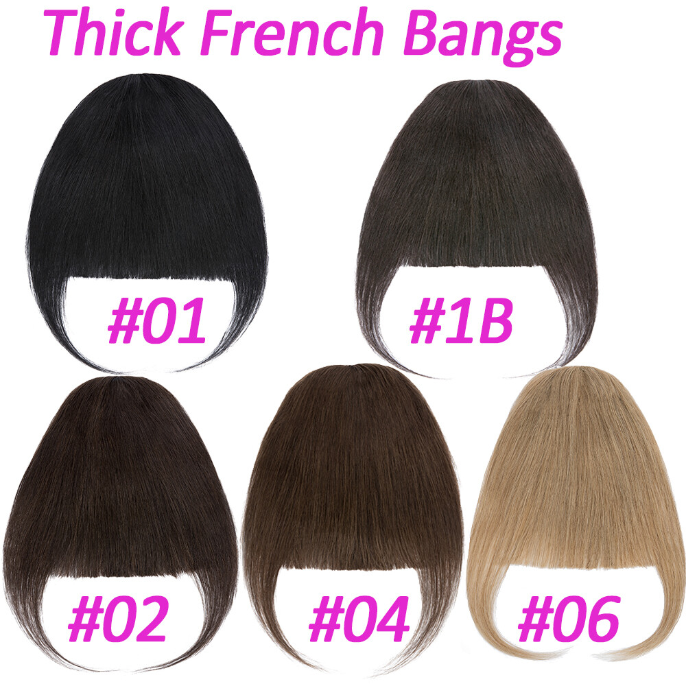 Clip In 100% Thin Thick Fringe Bangs Remy Human Hair Hairpiece Topper For Women