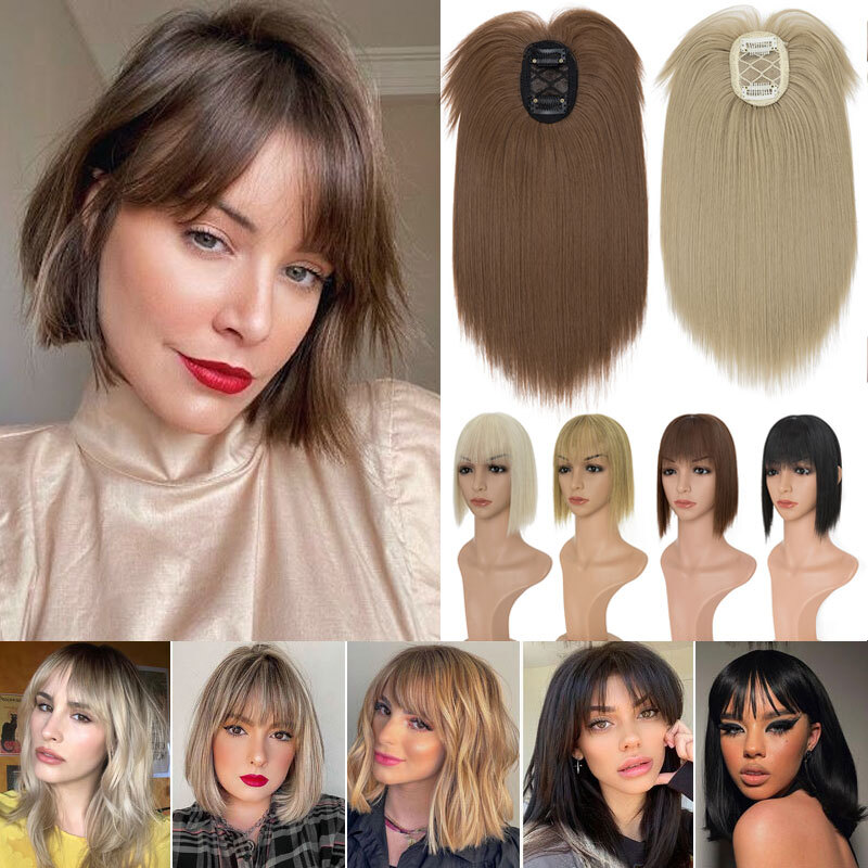 CLEARANCE Women Clip In Hair Topper Toupee Wigs Hairpiece 100% Natural Straight