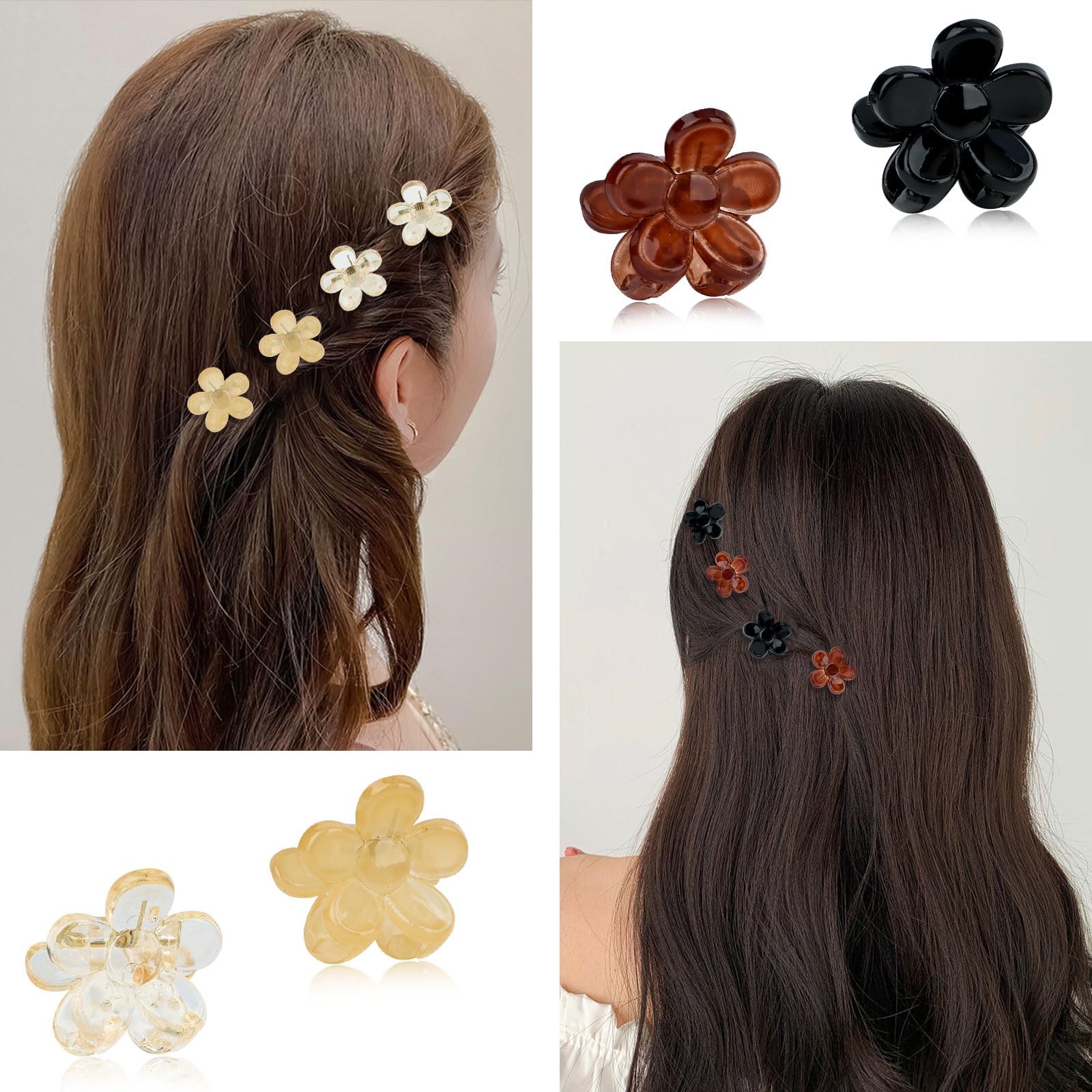 ANBALA 20 PCS Mini Hair 20 Count (Pack of 1), clear, champagne, brown, black