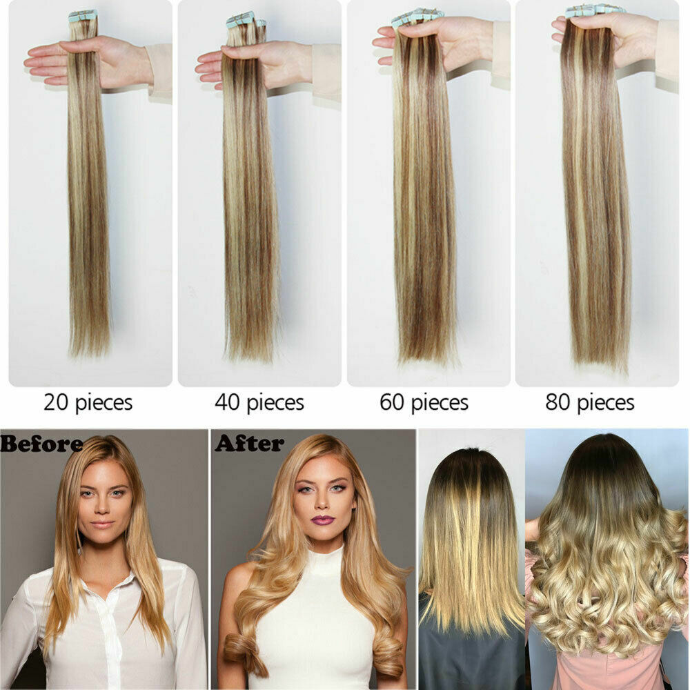 Tape in Hair Extensions 100% Remy Real Human Hair Seamless Skin Wefts Balayage