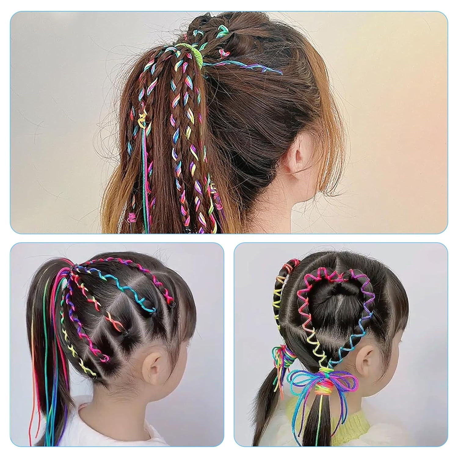 4Pcs 24″ Jumbo Braiding Hair Extensions Braids+24Pcs Multi-color Hair Rope Set