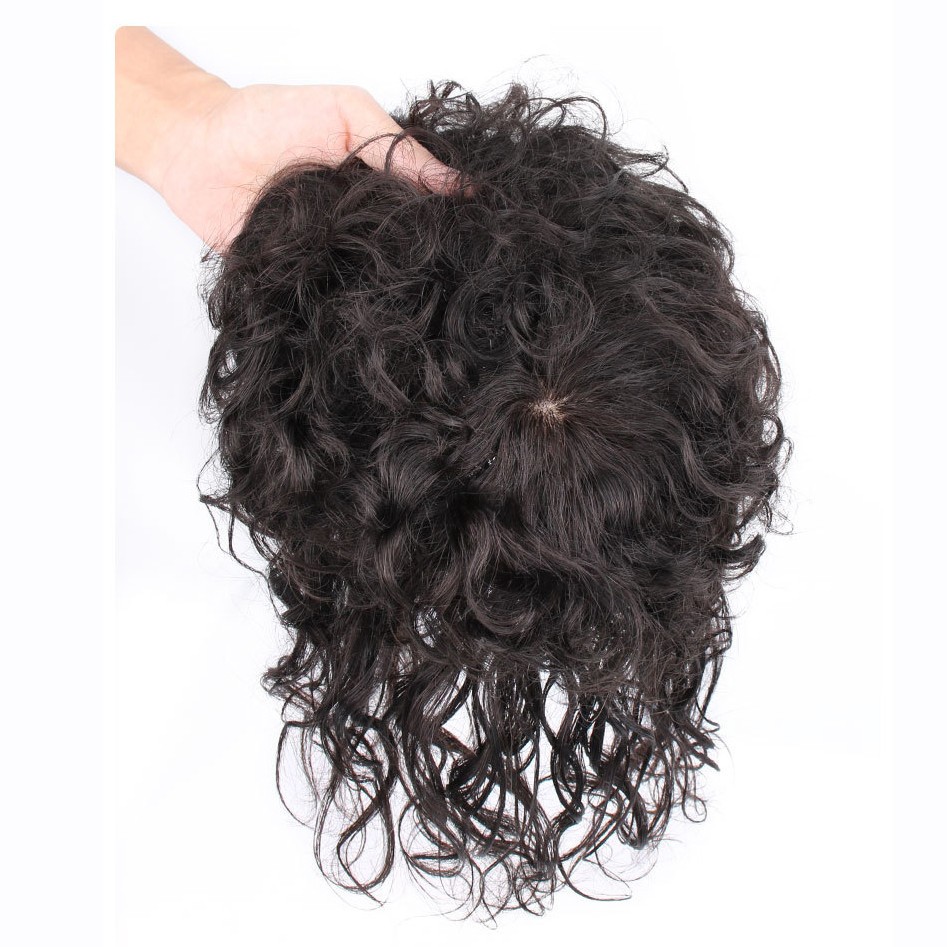 Seamless Fluffy Wavy Curly Wavy Clip Human Hair WigletHairpiece Topper For Women