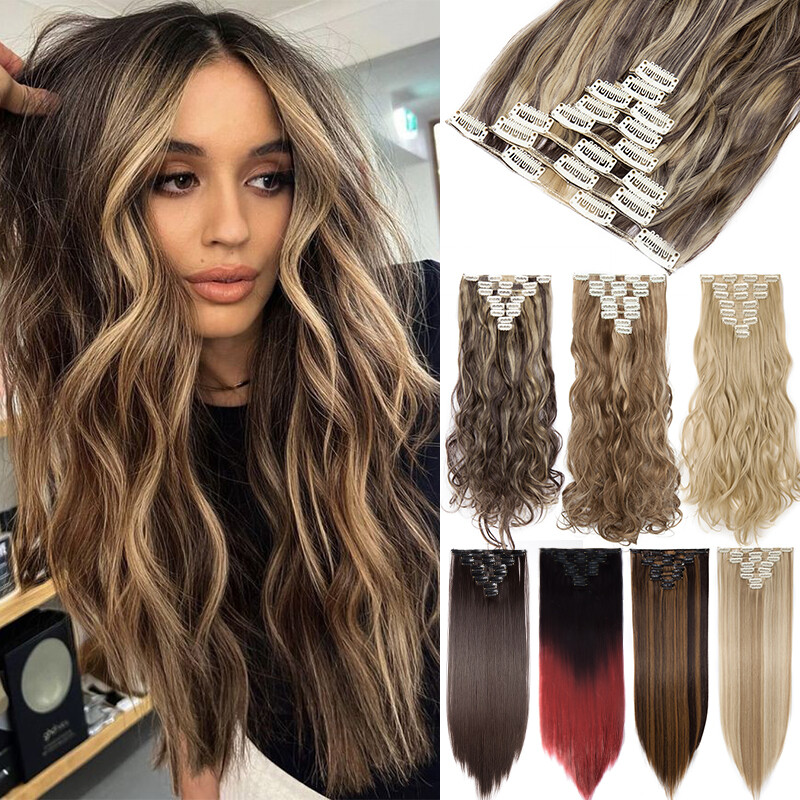 Mega Thick Clip In/On Real as Human Hair Extensions Full Head 8 Piece Ombre 140g