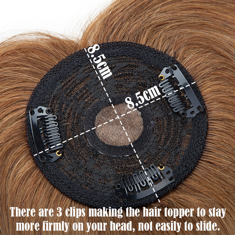 100% Remy Human Hair Topper Toupee Hairpiece Wigs Clip In Silk Base Honey Brown