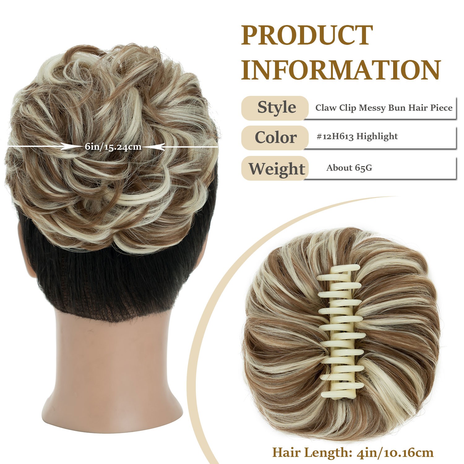Natural Clip in Messy Bun Hair Piece Extension Hair Claw Clip Updo Piece Wedding