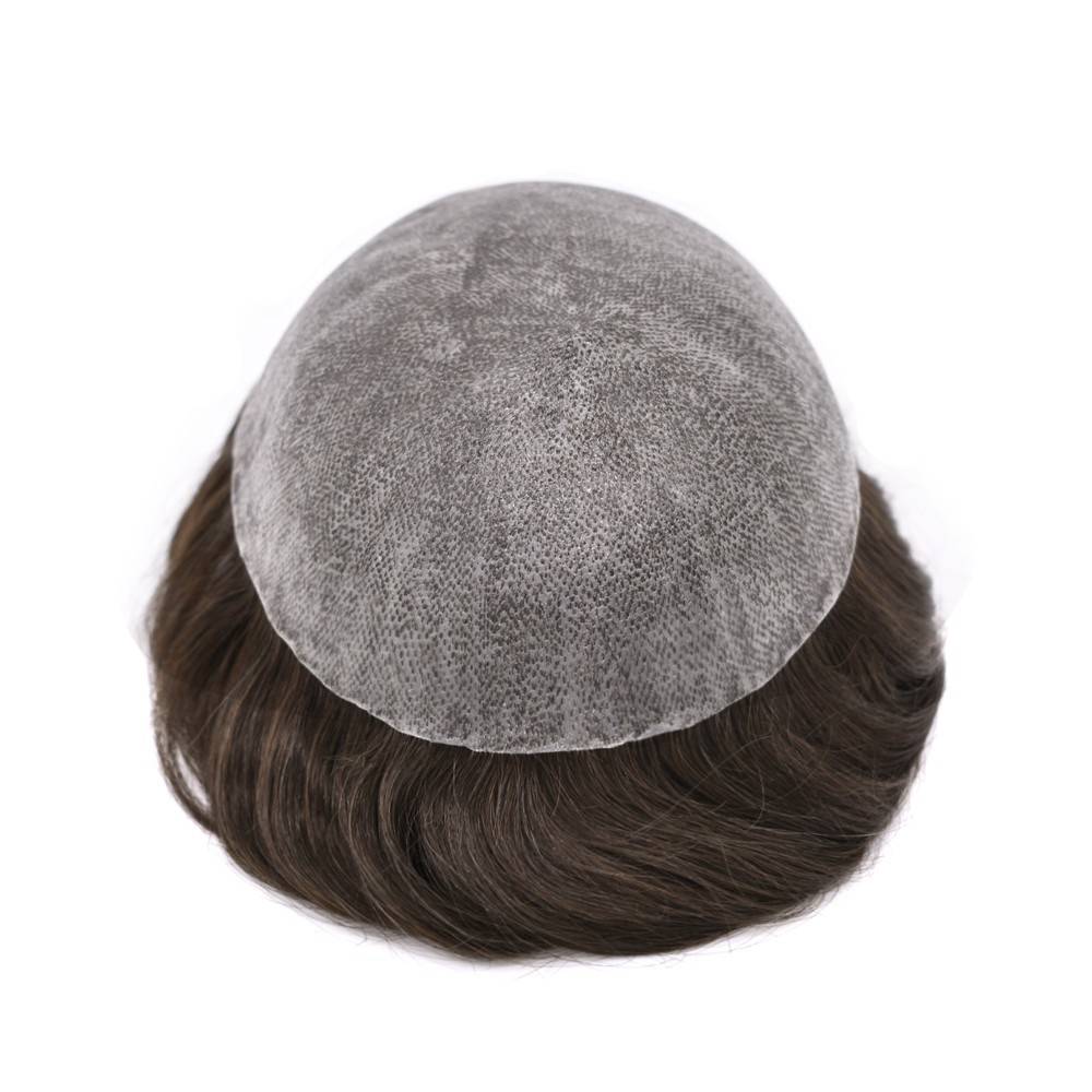 Full Poly Thin Skin Toupee Mens Hair Replacement System Human Hair PieceCustom