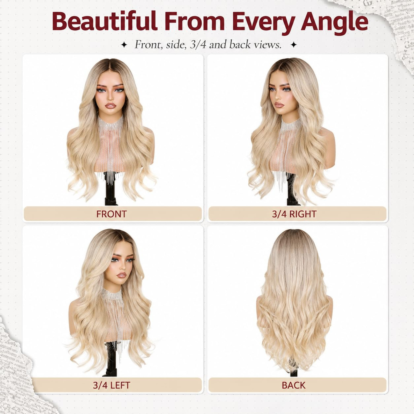 24 Inch Ombre Blonde Synthetic Lace Front Wig Ash Blonde 4×6 HD Pre Plucked