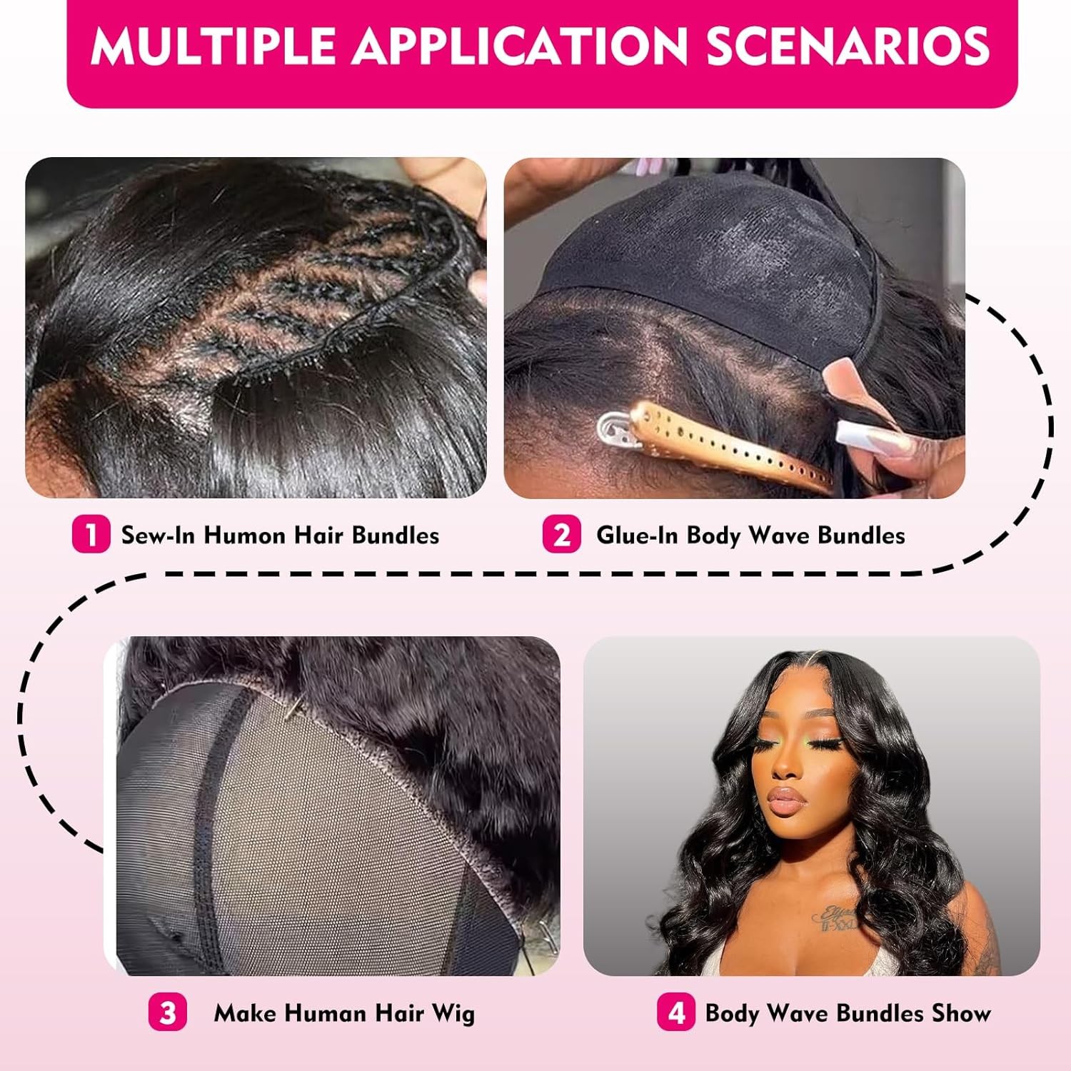 Body Wave Bundles Human Hair 12 14 16 Inch Human Hair 3 Bundles 100% Unprocessed