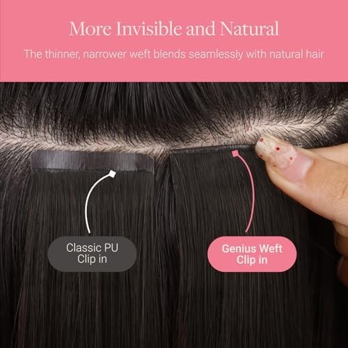 GOO GOO Genius Clip in Hair Extensions, 16inch 140g 7pcs, Seamless PU Clip in Ha