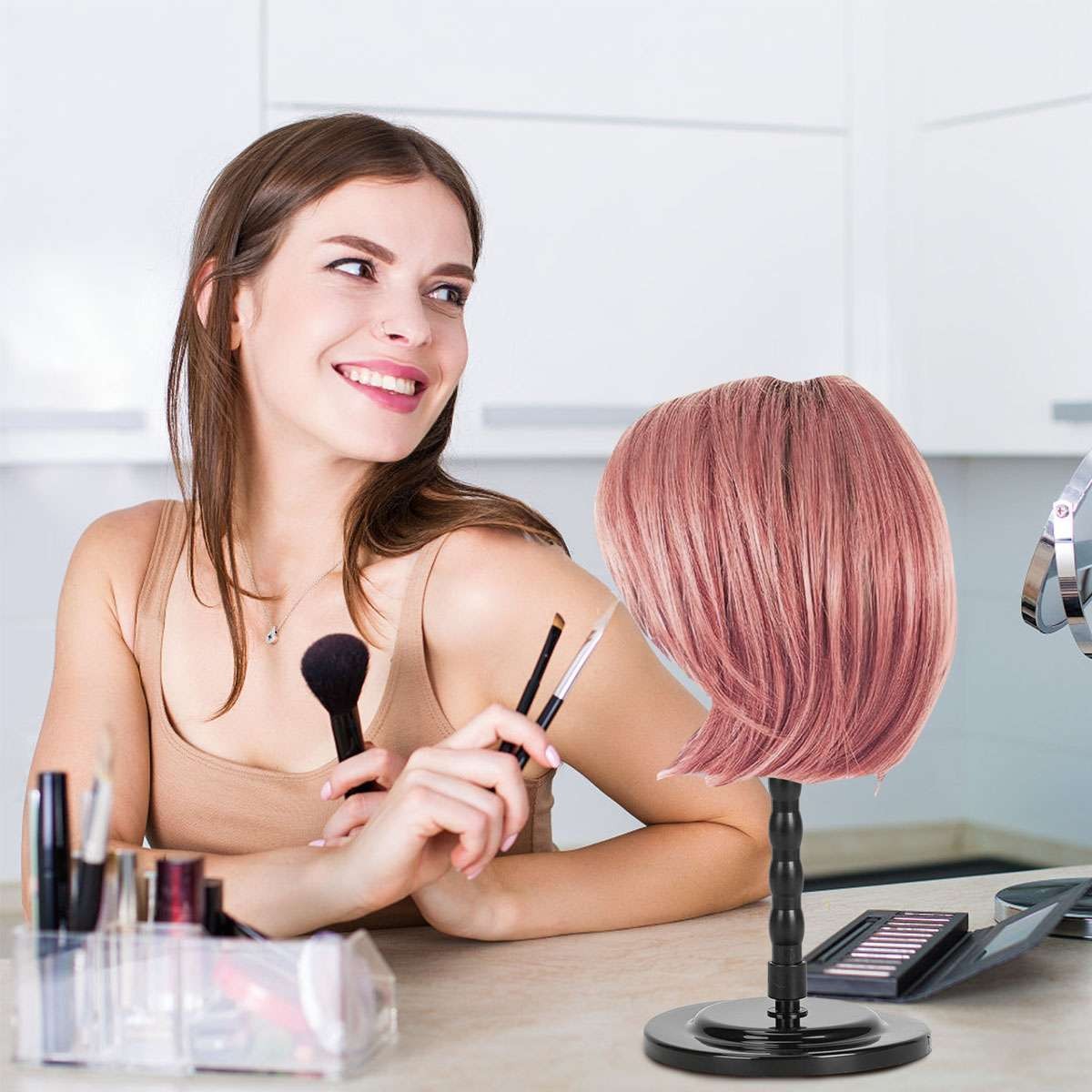 Wig Stand Plastic Hat Display Wig Head Holders Mannequin Head/Stand Portable Wig