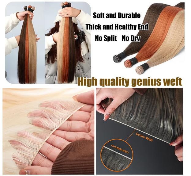 Genius Weft Curly Wavy Hair Extensions 100% Remy Human Hair Extensions 100g