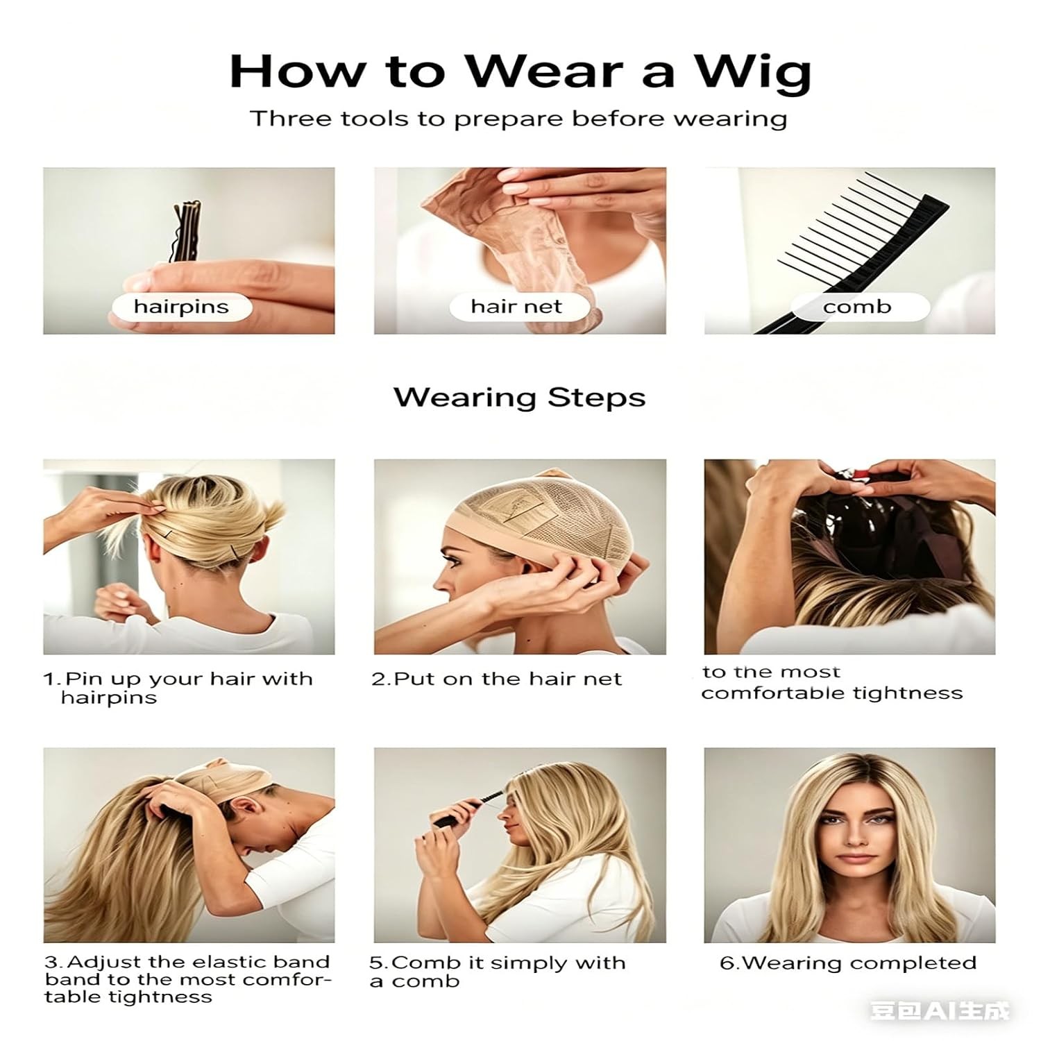 Wig with Bangs for Women, Brown Blonde Highlight Synthetic Wig, Medium Length