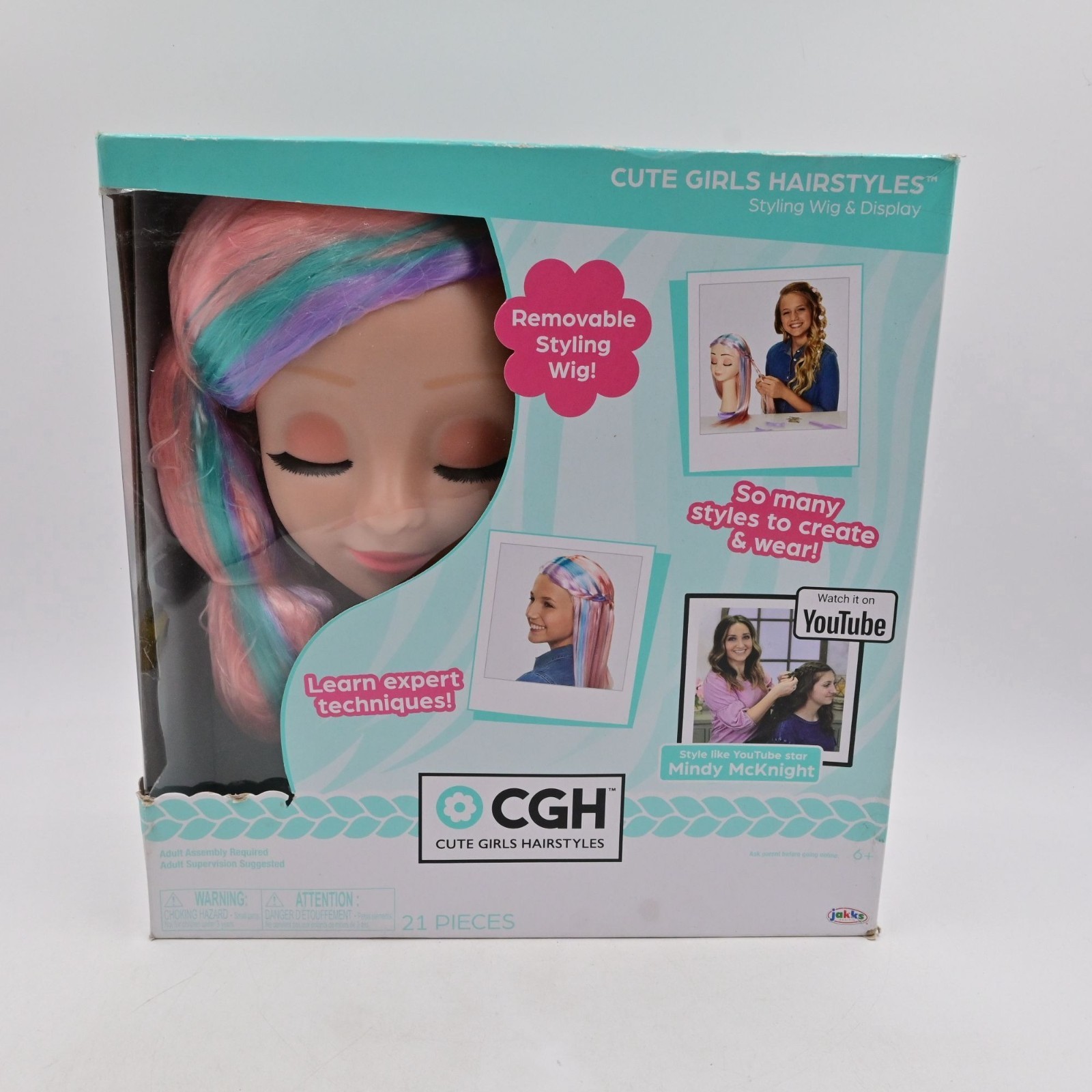 CGH Cute Girls Hairstyles Wig with Styling Head – Straight Multi-Color Hair