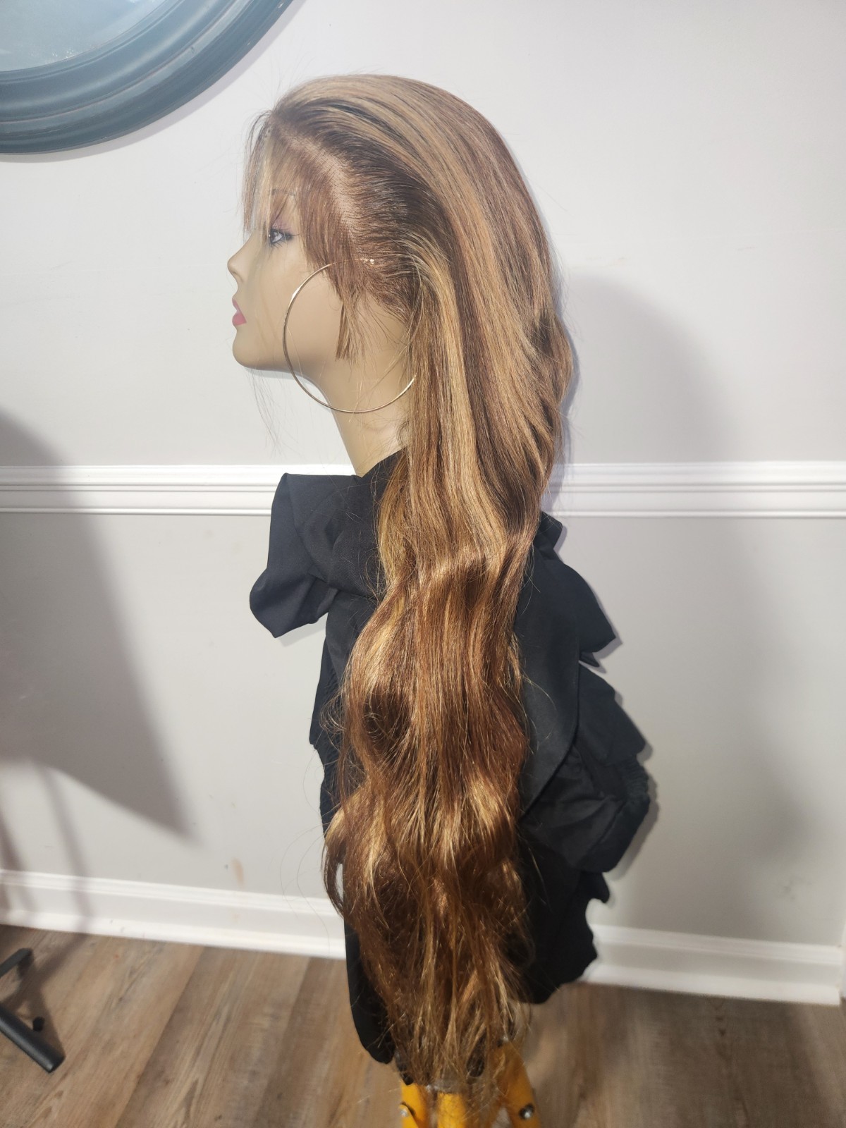 Pre-everything Human BLEND Hair Lace Front Wig 30 in Wavy Free-Part Brown