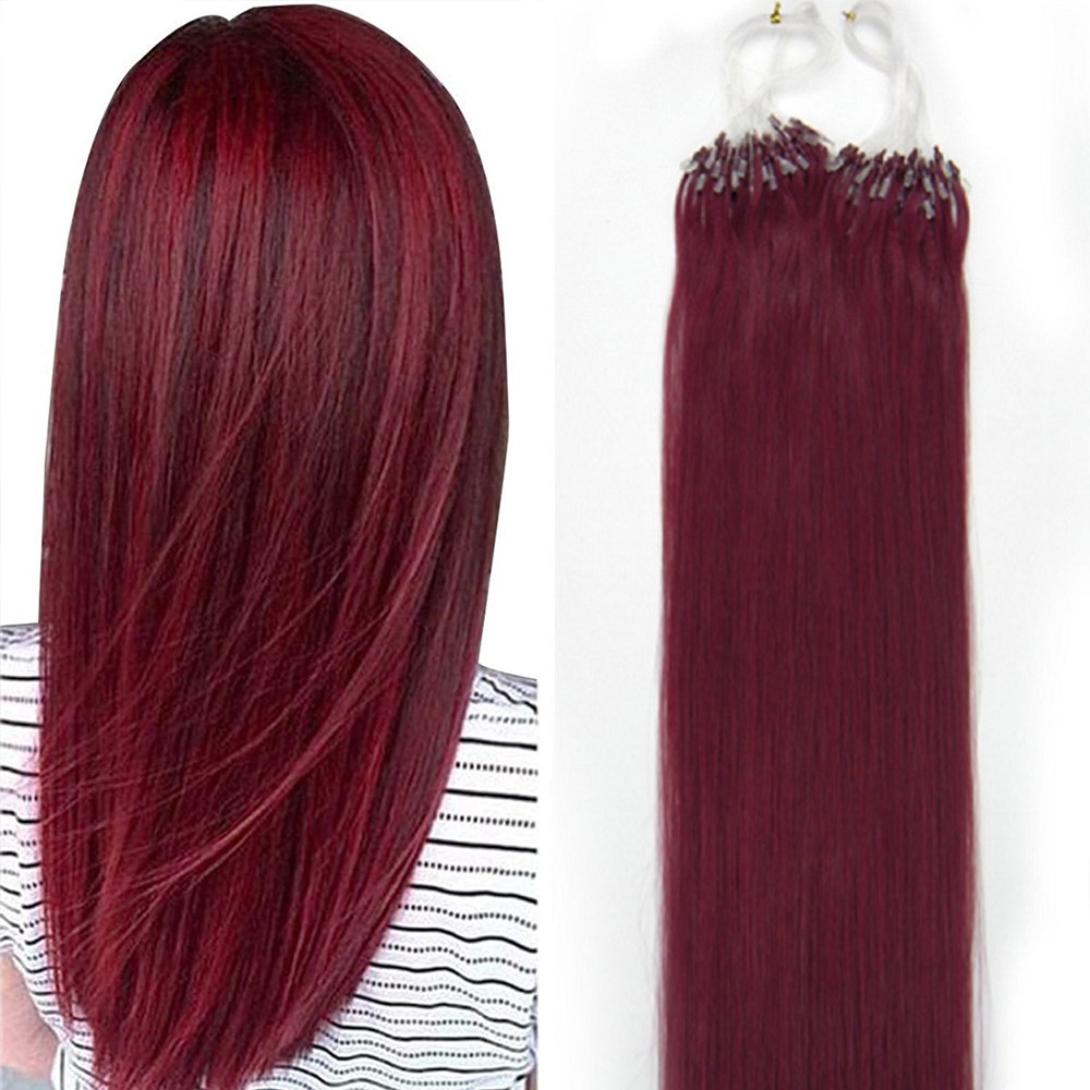 Micro Ring Link Human Hair Extensions Silicone Micro Beads Loop Tip Remy Hair US