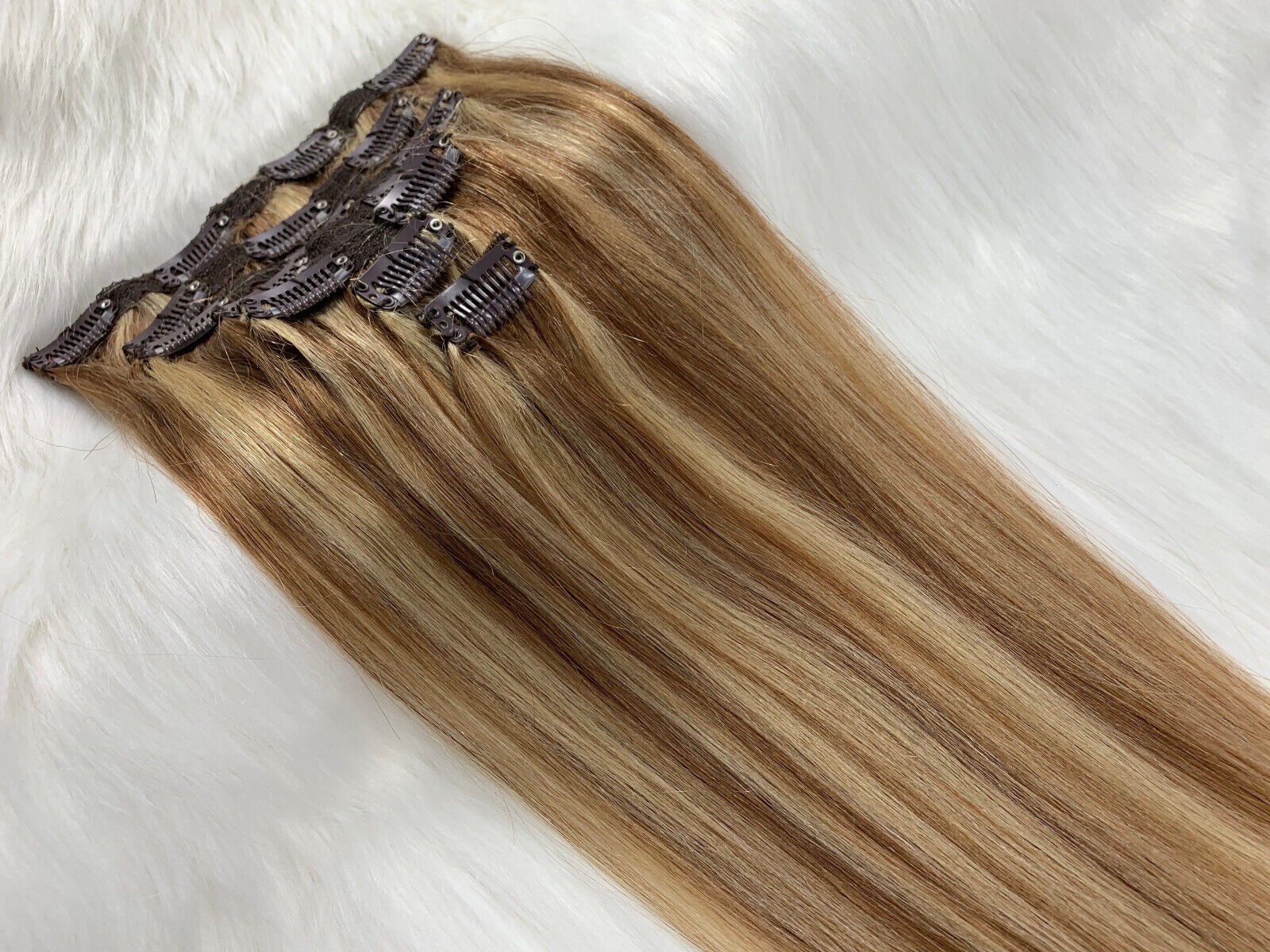 Full Head Clip In Hair Extensions Brazilian Real Human Hair Double Weft Thick